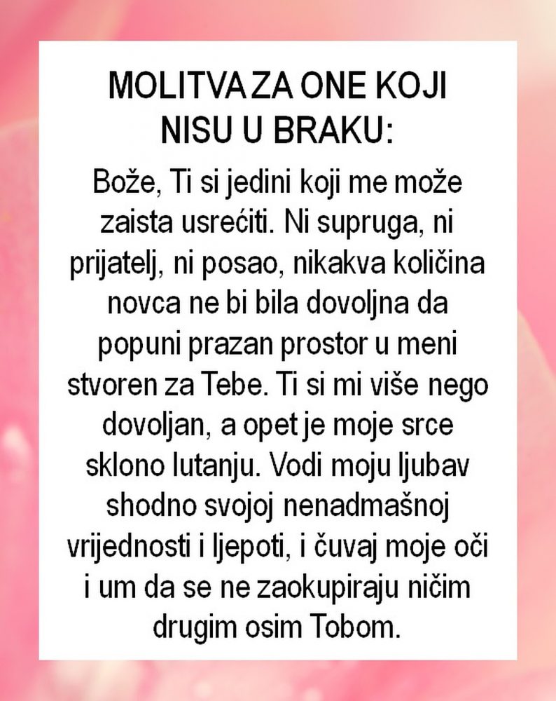 Molitve za one koji nisu u braku