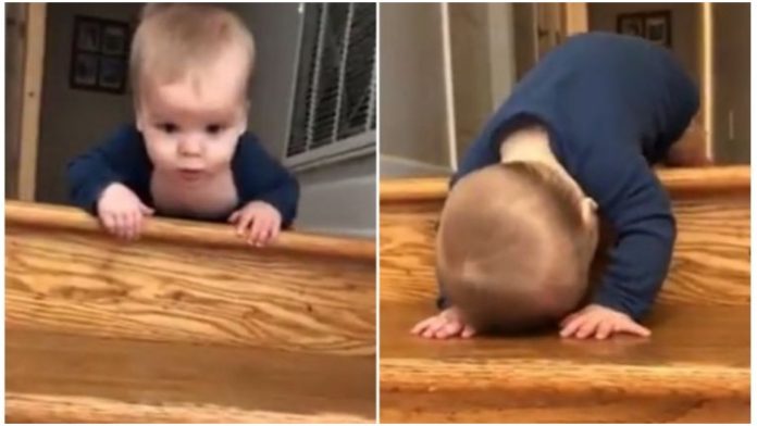 Beba ima najslađu metodu za silazak niz stepenice