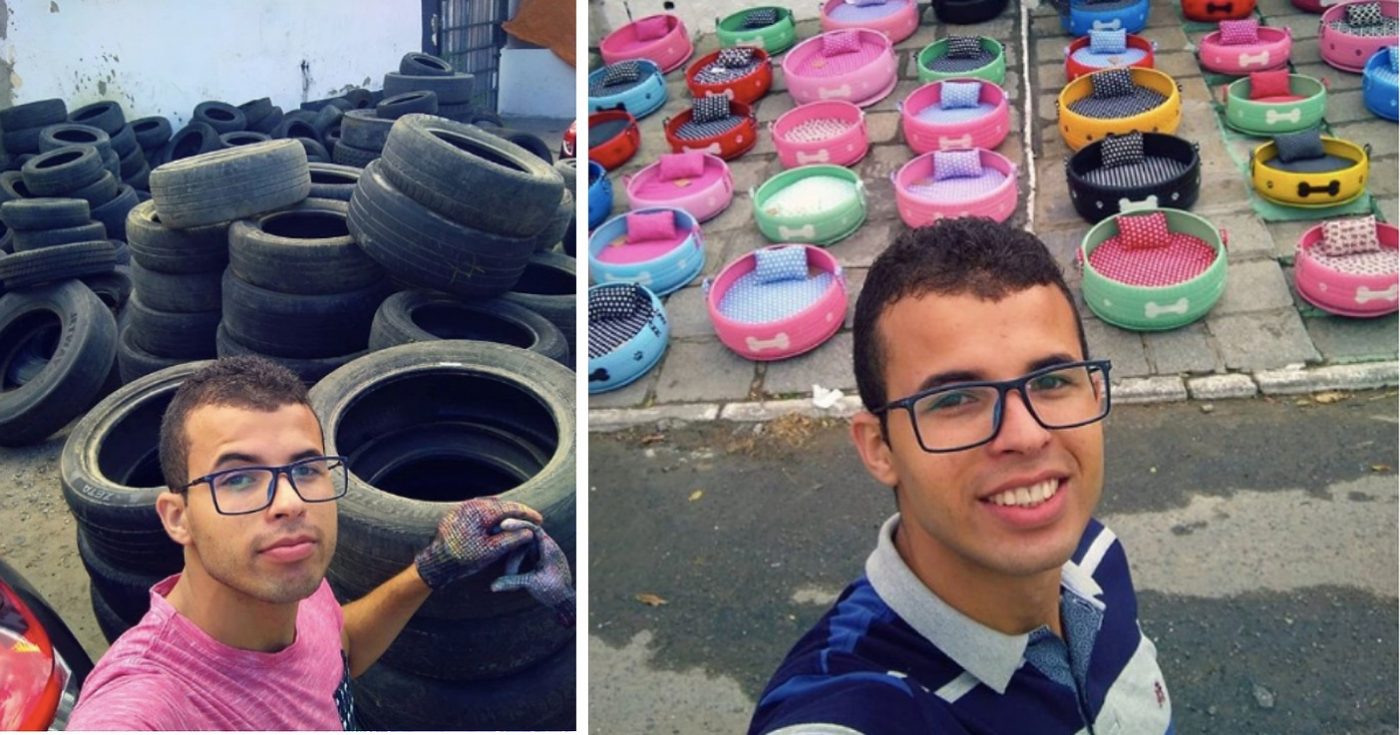 Umjetnik pretvorio tisuće starih guma u predivne krevete za pse lutalice