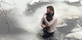 Muškarac je skočio u ledenu vodu kako bi spasio psa jednog stranca
