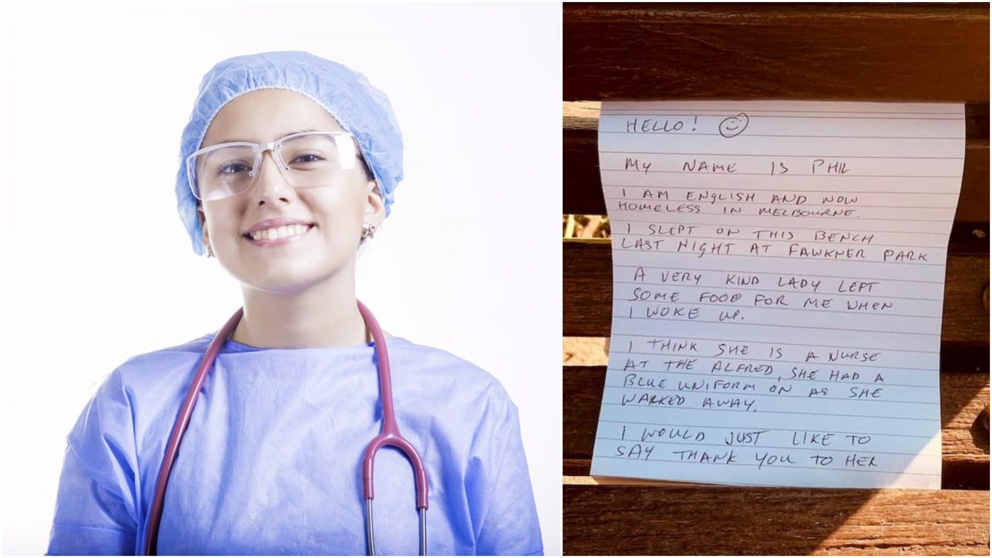 Beskućnik napisao pismo medicinskoj sestri koja mu je ostavila hranu