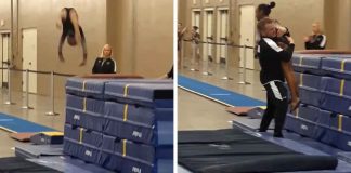 Trener za dlaku spasio mladu gimnastičarku od opasnog pada