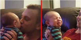 Beba ima najslađu reakciju na tatine poljupce