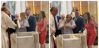 Dječak na krštenju slučajno izbio svećeniku Bibliju iz ruku