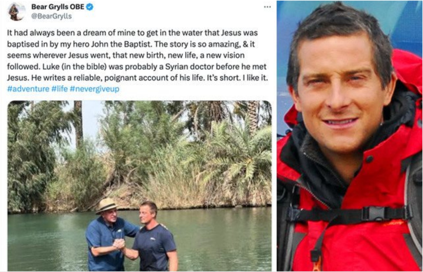 Bear Grylls kršten u rijeci Jordan