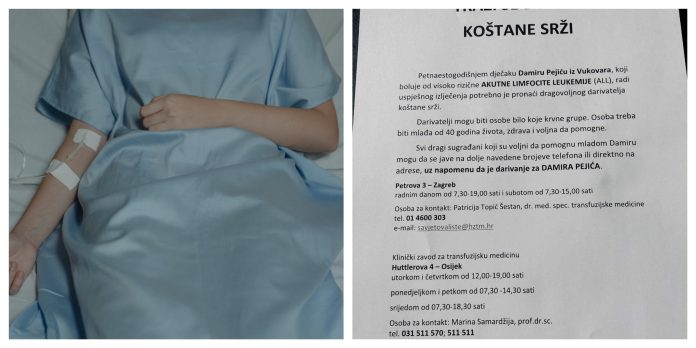 Pomozimo Damiru Pejiću (15) iz Vukovara: Hitno se traži donor koštane srži
