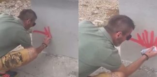 Umjetnik iz BiH sprejom išarao križ u blizini Mostara