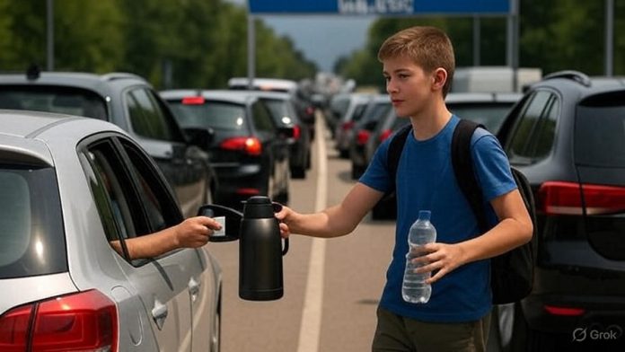 Dječak na graničnom prijelazu u BiH prodaje kavu i vodu