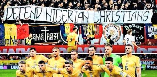Rumunjski navijači držali golemi transparent s naslovom "Obranite nigerijske kršćane"