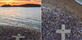 Tisuće ljudi okupilo se oko križa na plaži kako bi se poklonili Bogu